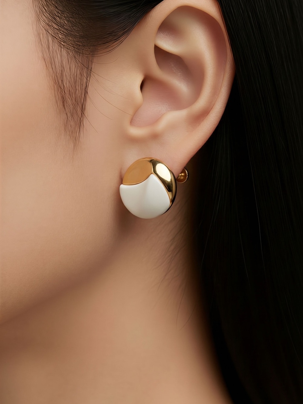 Vintage White and Gold Napier Screw Clip-on Earrings